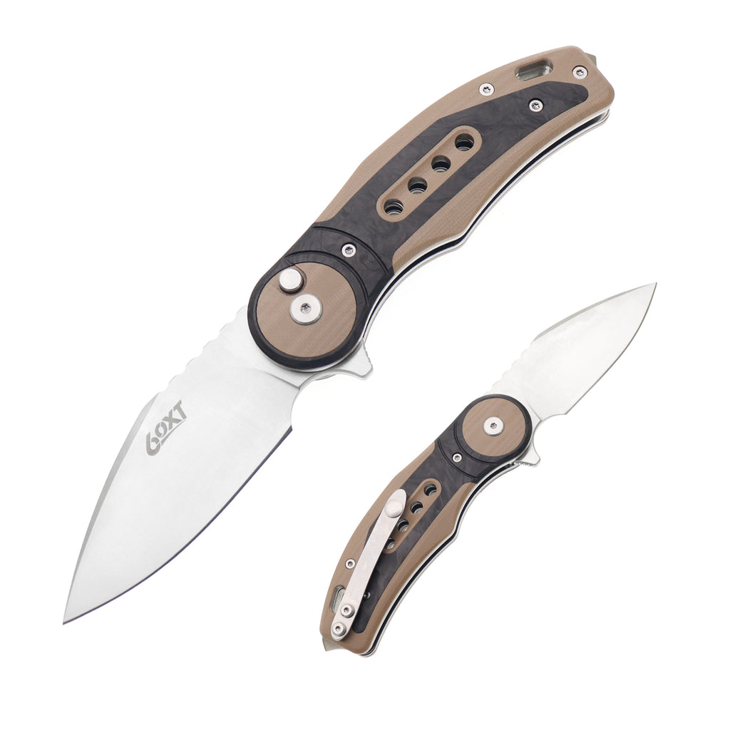 60XT Folding Knife Pocket Knife, High Hardness 14C28N Precision Steel Blade Unique G10 Handle With Carbon Fiber Inlay Ideal for Outdoor Forest Fishing Camping Hiking Backpacking Decent Gift Father Men
