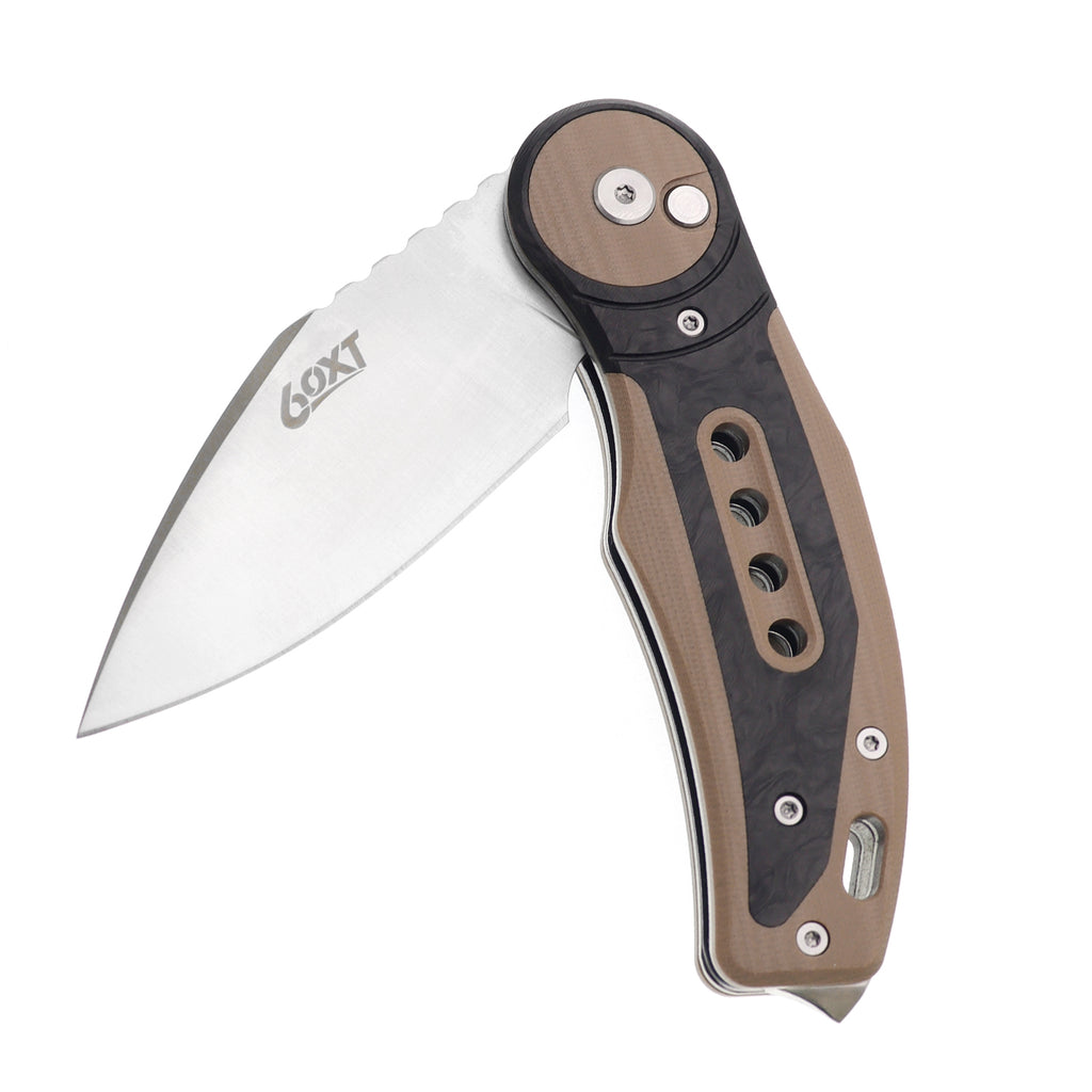 60XT Folding Knife Pocket Knife, High Hardness 14C28N Precision Steel Blade Unique G10 Handle With Carbon Fiber Inlay Ideal for Outdoor Forest Fishing Camping Hiking Backpacking Decent Gift Father Men