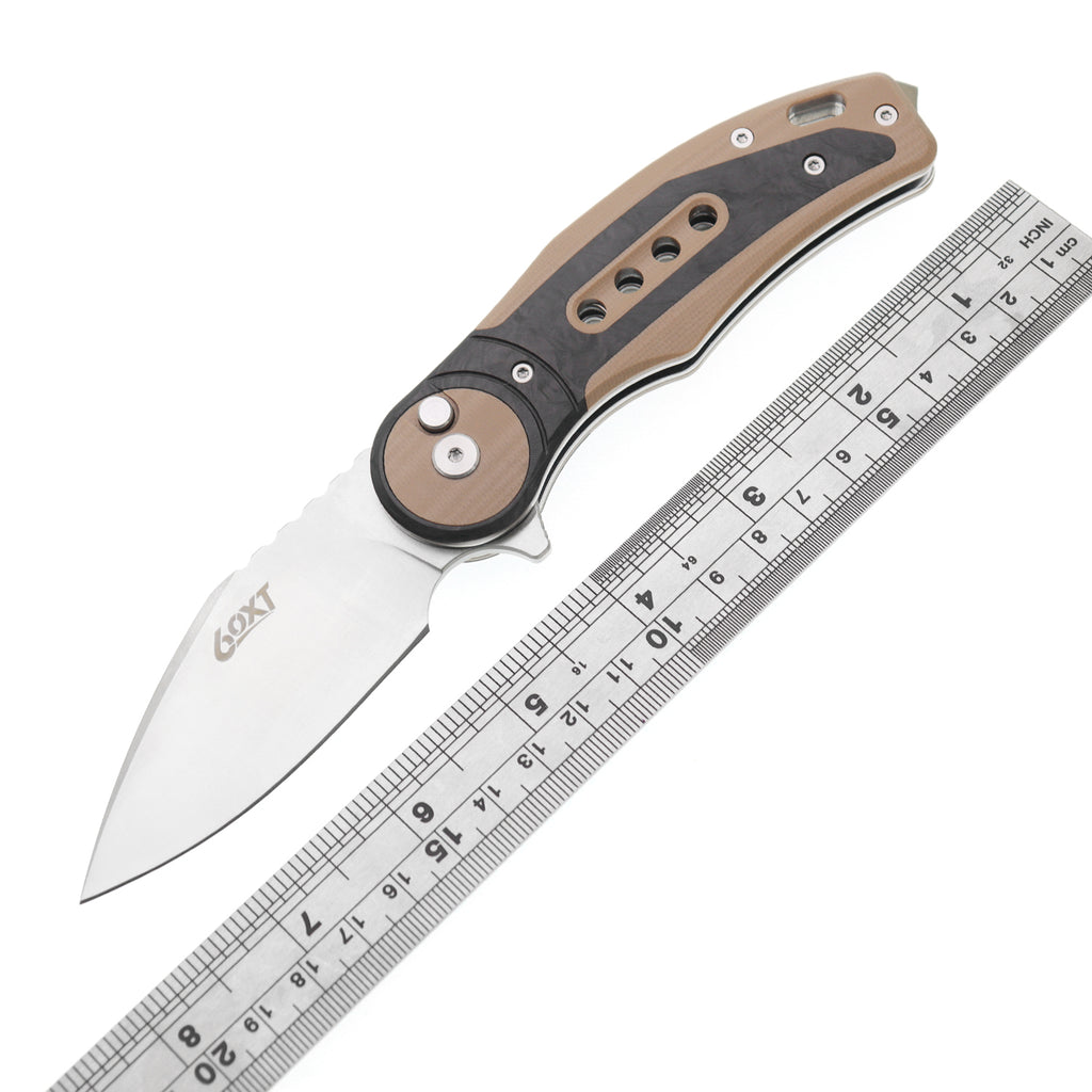 60XT Folding Knife Pocket Knife, High Hardness 14C28N Precision Steel Blade Unique G10 Handle With Carbon Fiber Inlay Ideal for Outdoor Forest Fishing Camping Hiking Backpacking Decent Gift Father Men