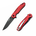 60XT XT1321 Red Folding Pocket Knife, Anodized Aluminum Handle, Comes with Belt Clip Flip Open Light Weight, Ideal For Camping Hunting Outdoor Fishing Activity, Gift for Men Women