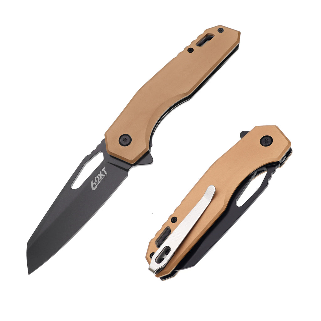 60XT XT1318 Camping Hunting Knife, Unique Compact Light Weight Aluminum Handle With Belt Clip Liner Lock For Outdoor Activity Camping Fishing Hiking Backpacking Men Wome's Gift