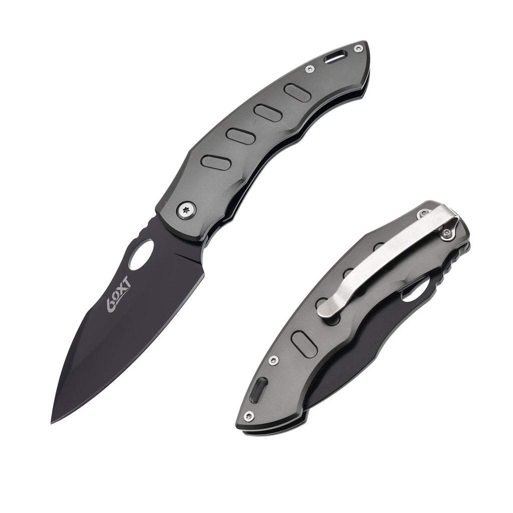 60XT XT1319 Folding Pocket Knife, Survival Knife Liner Lock with Clip, Tactical Knives, Black Blade Ideal For Outdoor Camping Fishing Hunting