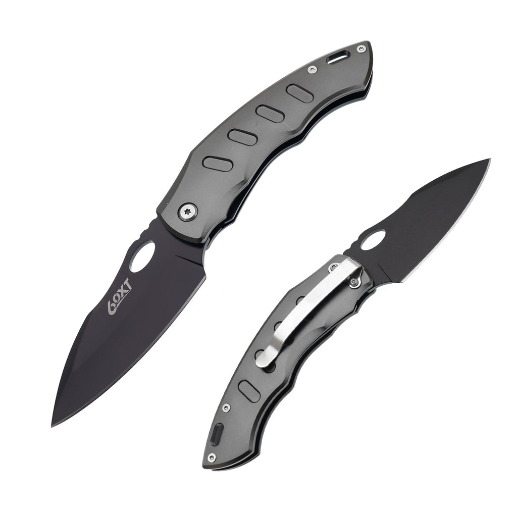 60XT XT1319 Folding Pocket Knife, Survival Knife Liner Lock with Clip, Tactical Knives, Black Blade Ideal For Outdoor Camping Fishing Hunting
