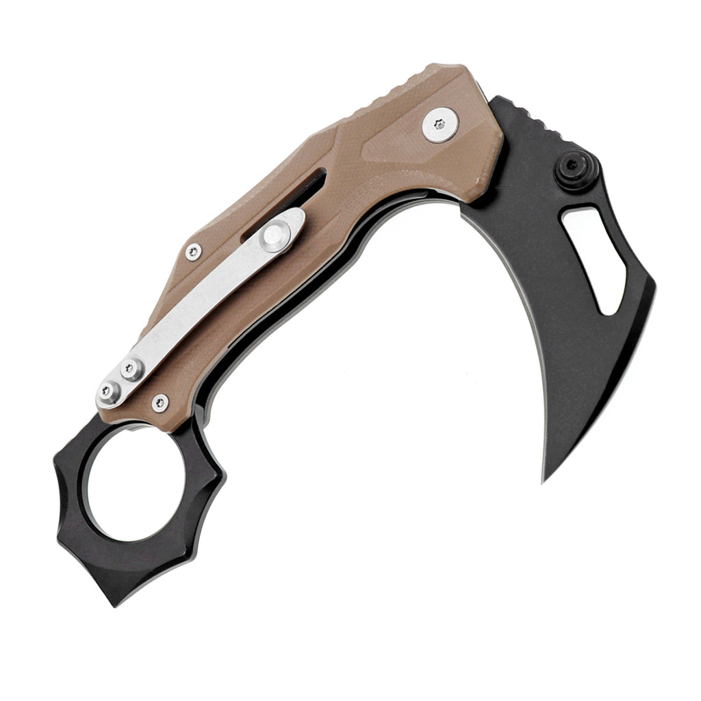 60XT XT1325 Karambit Knife, Folding Pocket Knife, Tactical Survival Knife Everyday Carry Sharp Claw Knife Reverse Grip Outdoor Tool Folding Karambit G10 Handle