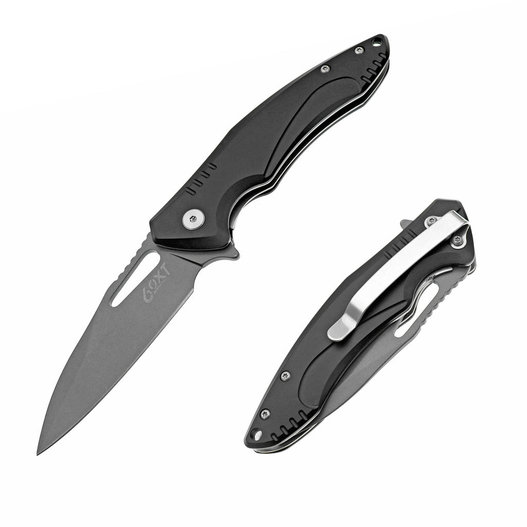 60XT XT1305 Folding Pocket Knife, Small EDC Aluminum Handle LIner Lock With Pocket Clip For Men Women Sharp Camping Survival Hiking Knives