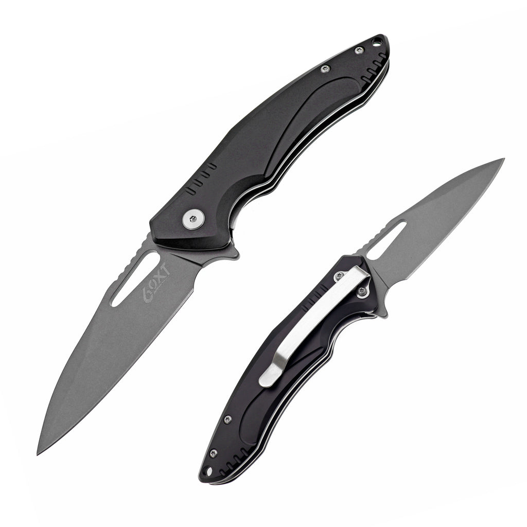 60XT XT1305 Folding Pocket Knife, Small EDC Aluminum Handle LIner Lock With Pocket Clip For Men Women Sharp Camping Survival Hiking Knives