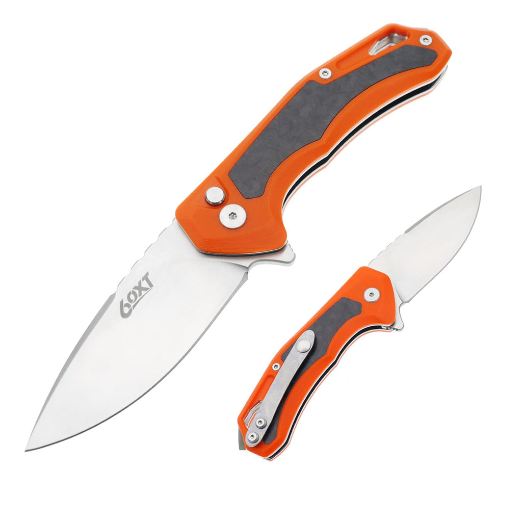 60XT Pocket Knife Folding Knives 3.15 inch 14C28N Steel, Compact High Hardness Blade Ball Bearing Durable G10 Handle with Carbon Fiber Inlay Belt Clip Outdoor Camping Backpacking Hiking Gift for Men