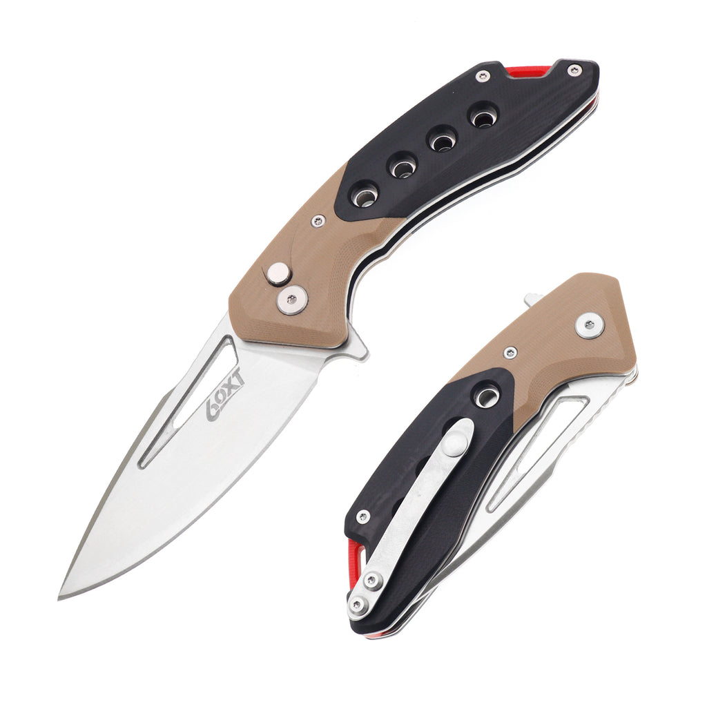 60XT Folding Pocket Knife, High Hardness 14C28N Steel Blade With Clip for Men Unique & Compact Design G10 Handle Ideal For Outdoor Camping Hiking Fishing Decent Gift