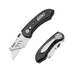 60XT Utility Knife Folding Safety Lock & Quick Change with 10 Extra SK5 Replacement Blade Lightweight Aluminum Handle & Pocket Clip Multi-Use Box Cutter Office Home Art Diy Great Gift Choice