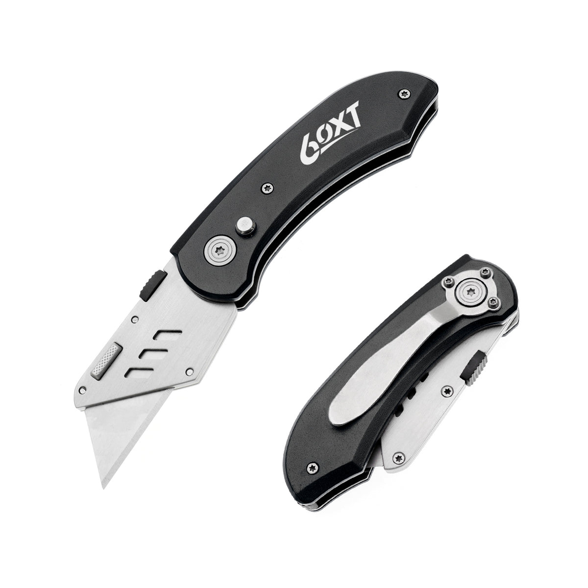 60XT Utility Knife Folding Safety Lock & Quick Change with 10 Extra SK5 Replacement Blade Lightweight Aluminum Handle & Pocket Clip Multi-Use Box Cutter Office Home Art Diy Great Gift Choice