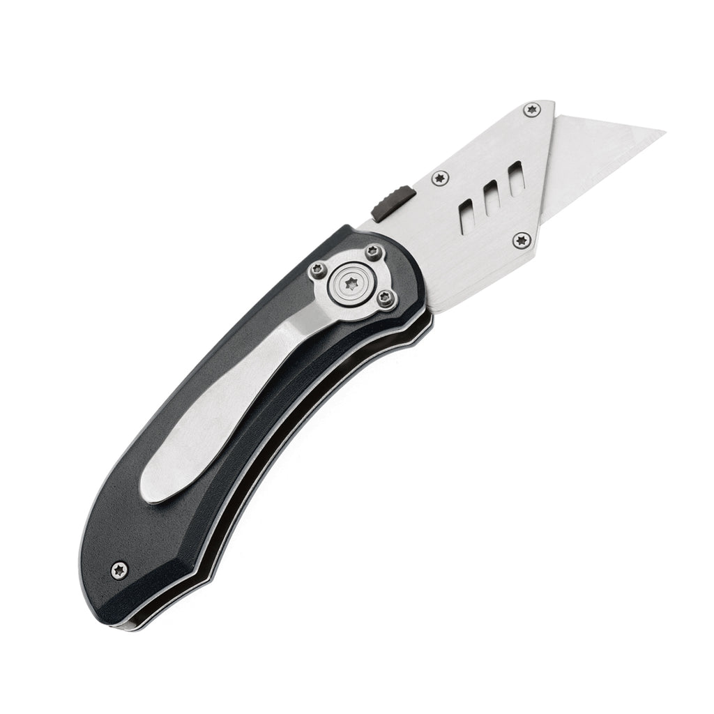 60XT Utility Knife Folding Safety Lock & Quick Change with 10 Extra SK5 Replacement Blade Lightweight Aluminum Handle & Pocket Clip Multi-Use Box Cutter Office Home Art Diy Great Gift Choice