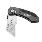 60XT Utility Knife Folding Safety Lock & Quick Change with 10 Extra SK5 Replacement Blade Lightweight Aluminum Handle & Pocket Clip Multi-Use Box Cutter Office Home Art Diy Great Gift Choice (Black)