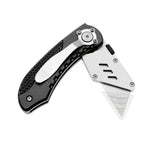 60XT Utility Knife Folding Safety Lock & Quick Change with 10 Extra SK5 Replacement Blade Lightweight Aluminum Handle & Pocket Clip Multi-Use Box Cutter Office Home Art Diy Great Gift Choice (Black)