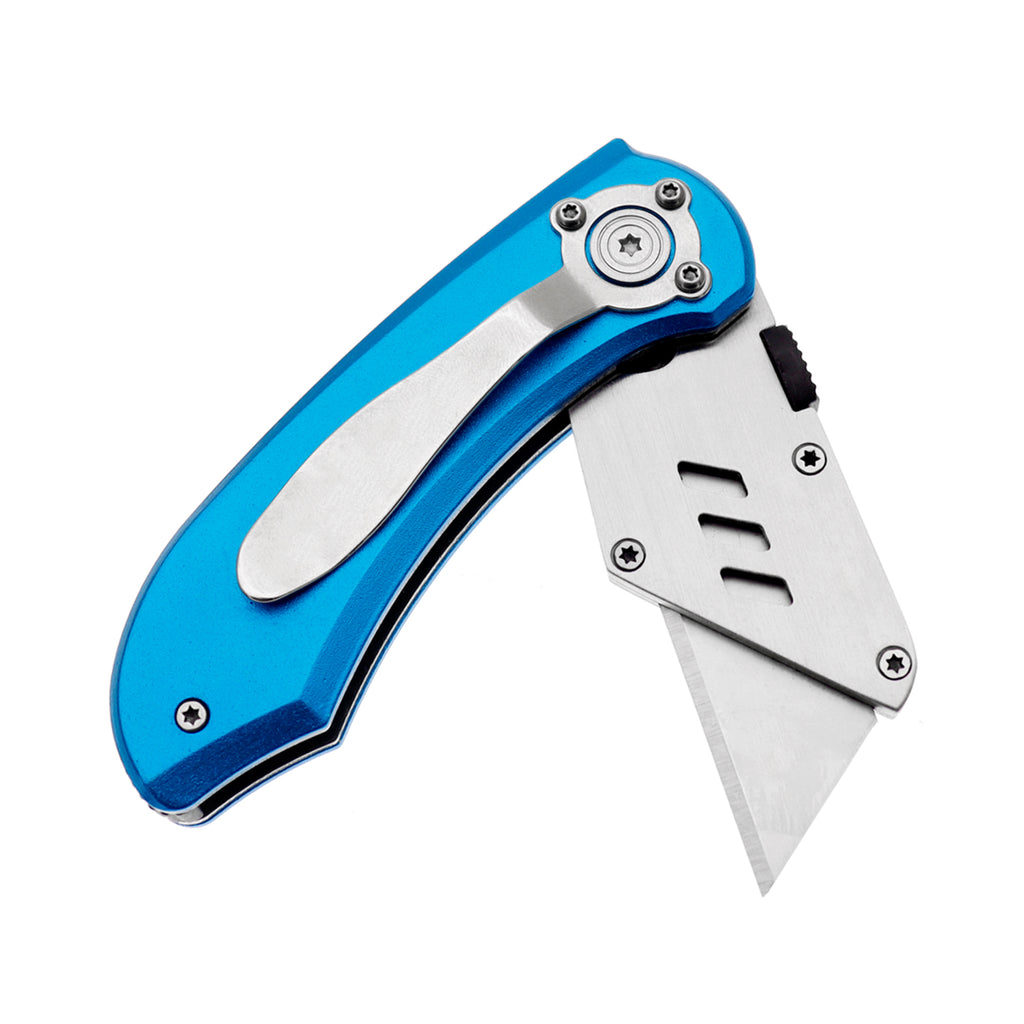 60XT Utility Knife Folding Safety Lock & Quick Change with 10 Extra SK5 Replacement Blade Lightweight Aluminum Handle & Pocket Clip Multi-Use Box Cutter Office Home Art Diy Great Gift Choice