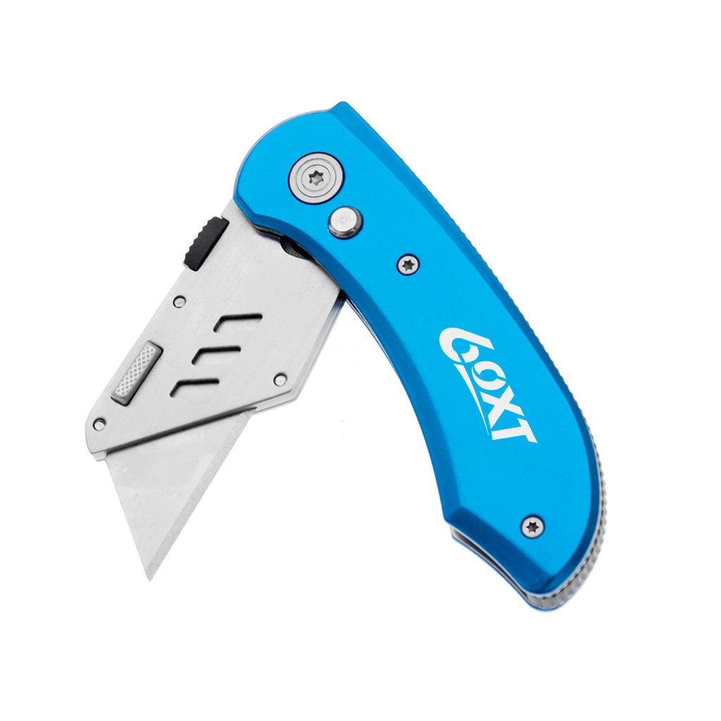 60XT Utility Knife Folding Safety Lock & Quick Change with 10 Extra SK5 Replacement Blade Lightweight Aluminum Handle & Pocket Clip Multi-Use Box Cutter Office Home Art Diy Great Gift Choice