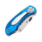 60XT Utility Knife Folding Safety Lock & Quick Change with 10 Extra SK5 Replacement Blade Lightweight Aluminum Handle & Pocket Clip Multi-Use Box Cutter Office Home Art Diy Great Gift Choice (Blue)