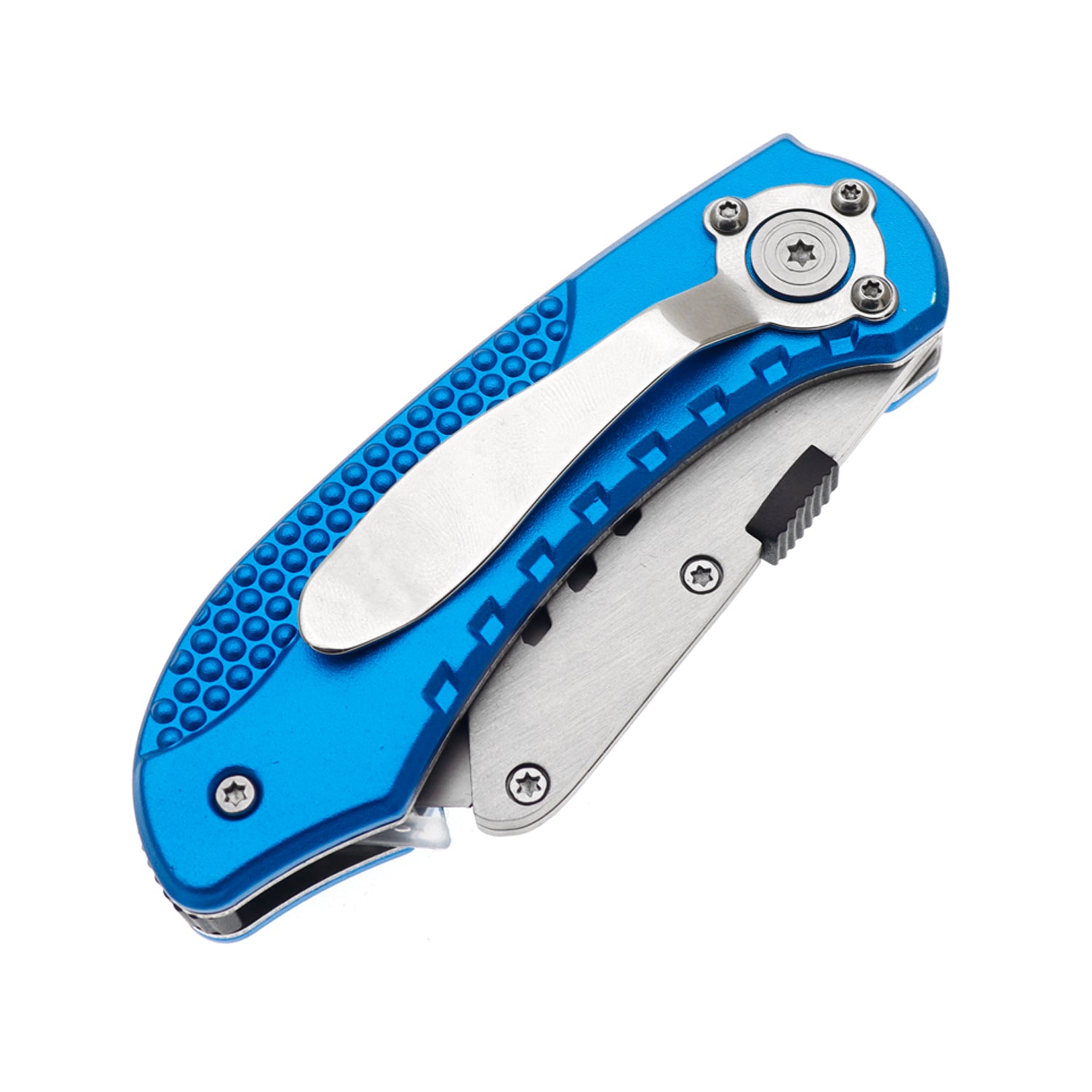 60XT Utility Knife Folding Safety Lock & Quick Change with 10 Extra SK5 Replacement Blade Lightweight Aluminum Handle & Pocket Clip Multi-Use Box Cutter Office Home Art Diy Great Gift Choice (Blue)