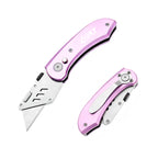 60XT Utility Knife Folding Safety Lock & Quick Change with 10 Extra SK5 Replacement Blade Lightweight Aluminum Handle & Pocket Clip Multi-Use Box Cutter Office Home Art Diy Great Gift Choice
