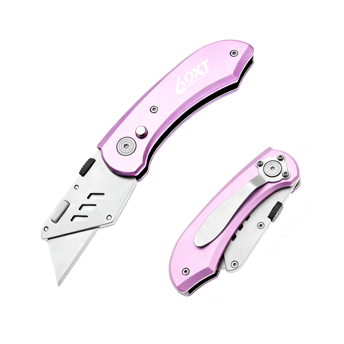 60XT Utility Knife Folding Safety Lock & Quick Change with 10 Extra SK5 Replacement Blade Lightweight Aluminum Handle & Pocket Clip Multi-Use Box Cutter Office Home Art Diy Great Gift Choice