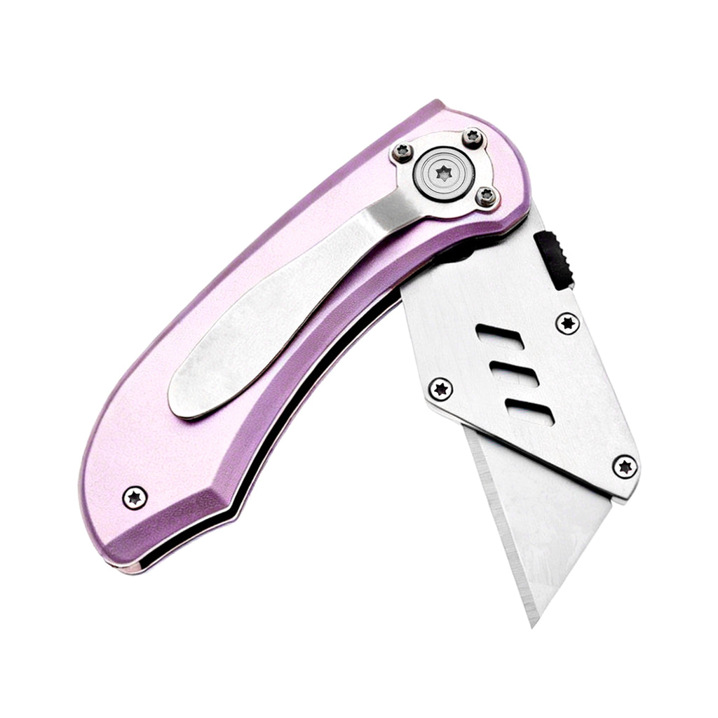 60XT Utility Knife Folding Safety Lock & Quick Change with 10 Extra SK5 Replacement Blade Lightweight Aluminum Handle & Pocket Clip Multi-Use Box Cutter Office Home Art Diy Great Gift Choice