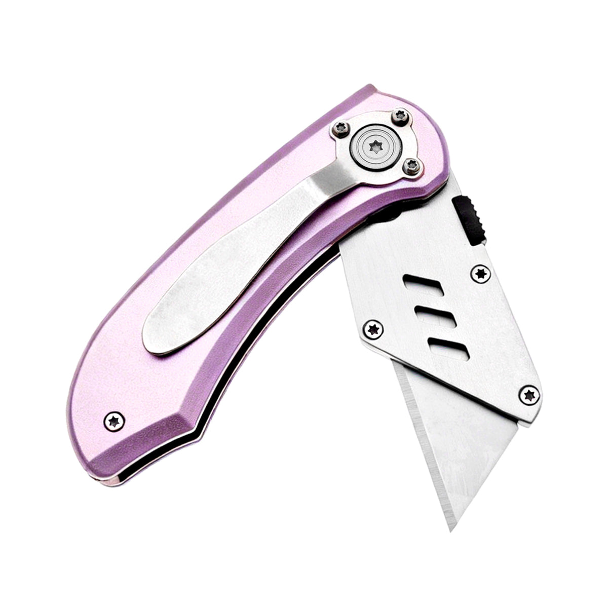 60XT Utility Knife Folding Safety Lock & Quick Change with 10 Extra SK5 Replacement Blade Lightweight Aluminum Handle & Pocket Clip Multi-Use Box Cutter Office Home Art Diy Great Gift Choice