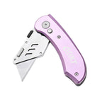 60XT Utility Knife Folding Safety Lock & Quick Change with 10 Extra SK5 Replacement Blade Lightweight Aluminum Handle & Pocket Clip Multi-Use Box Cutter Office Home Art Diy Great Gift Choice