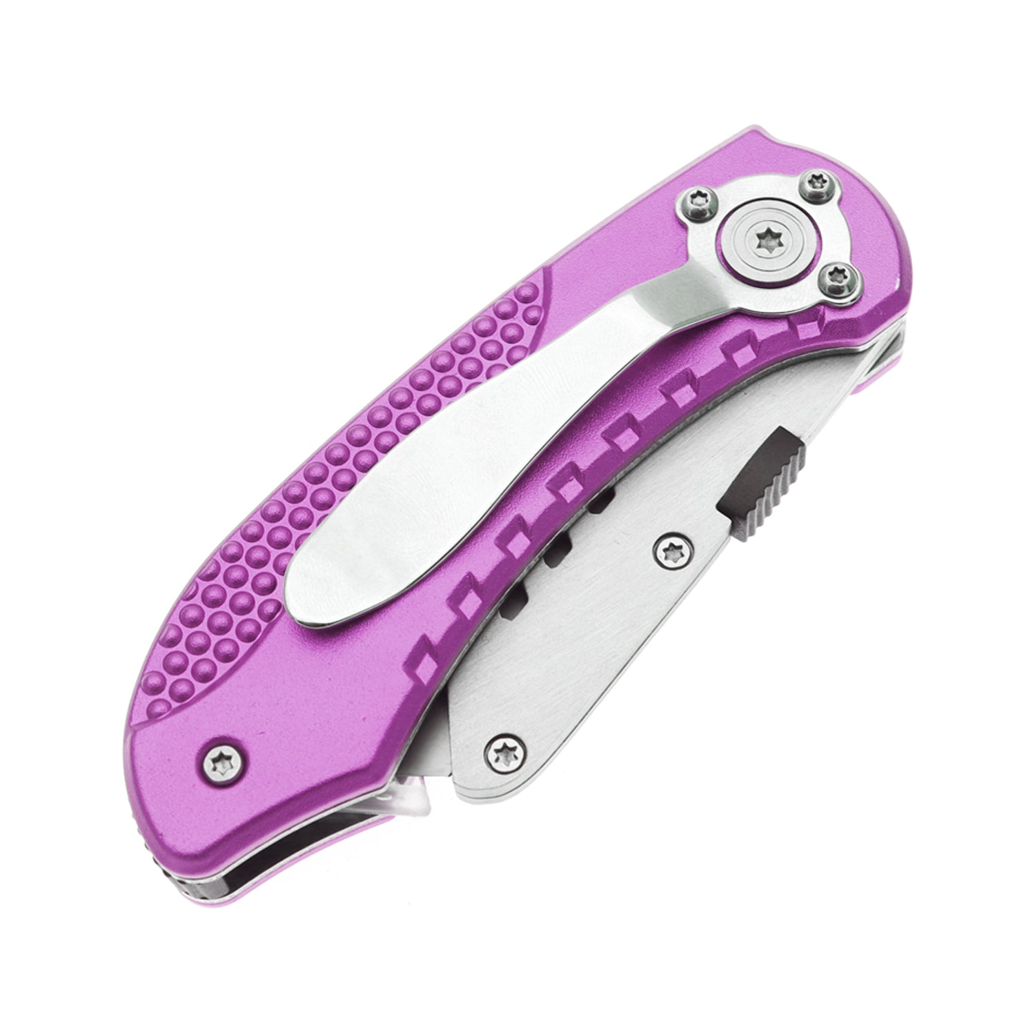 60XT Utility Knife Folding Safety Lock & Quick Change with 10 Extra SK5 Replacement Blade Lightweight Aluminum Handle & Pocket Clip Multi-Use Box Cutter Office Home Art Diy Great Gift Choice (Purple)