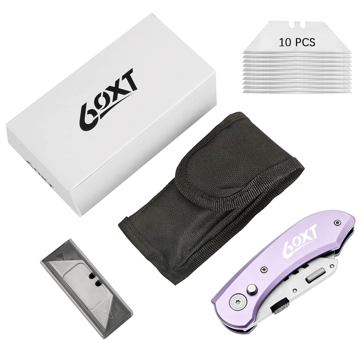 60XT Utility Knife Folding Safety Lock & Quick Change with 10 Extra SK5 Replacement Blade Lightweight Aluminum Handle & Pocket Clip Multi-Use Box Cutter Office Home Art Diy Great Gift Choice