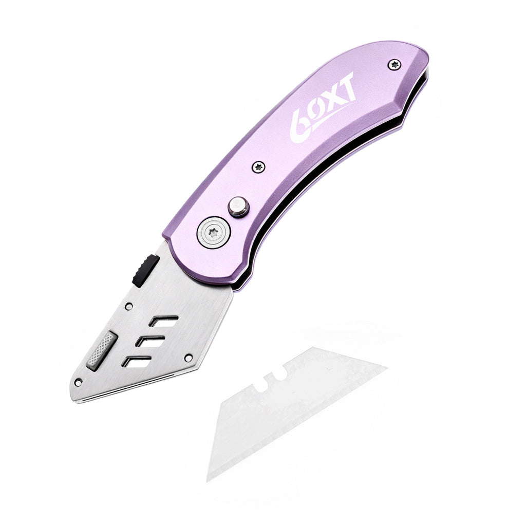 60XT Utility Knife Folding Safety Lock & Quick Change with 10 Extra SK5 Replacement Blade Lightweight Aluminum Handle & Pocket Clip Multi-Use Box Cutter Office Home Art Diy Great Gift Choice