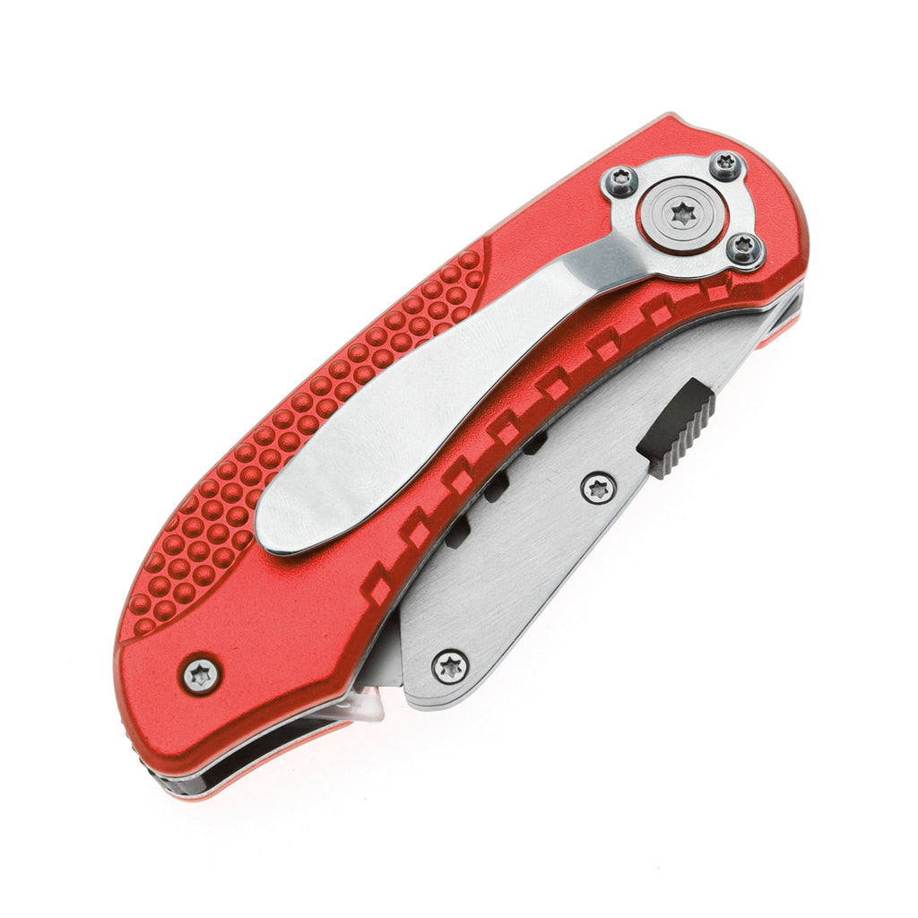 60XT Utility Knife Folding Safety Lock & Quick Change with 10 Extra SK5 Replacement Blade Lightweight Aluminum Handle & Pocket Clip Multi-Use Box Cutter Office Home Art Diy Great Gift Choice (Red)