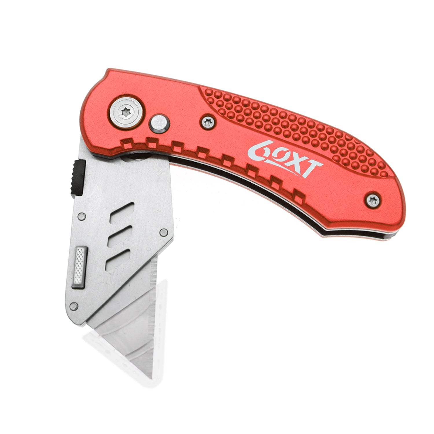 60XT Utility Knife Folding Safety Lock & Quick Change with 10 Extra SK5 Replacement Blade Lightweight Aluminum Handle & Pocket Clip Multi-Use Box Cutter Office Home Art Diy Great Gift Choice (Red)