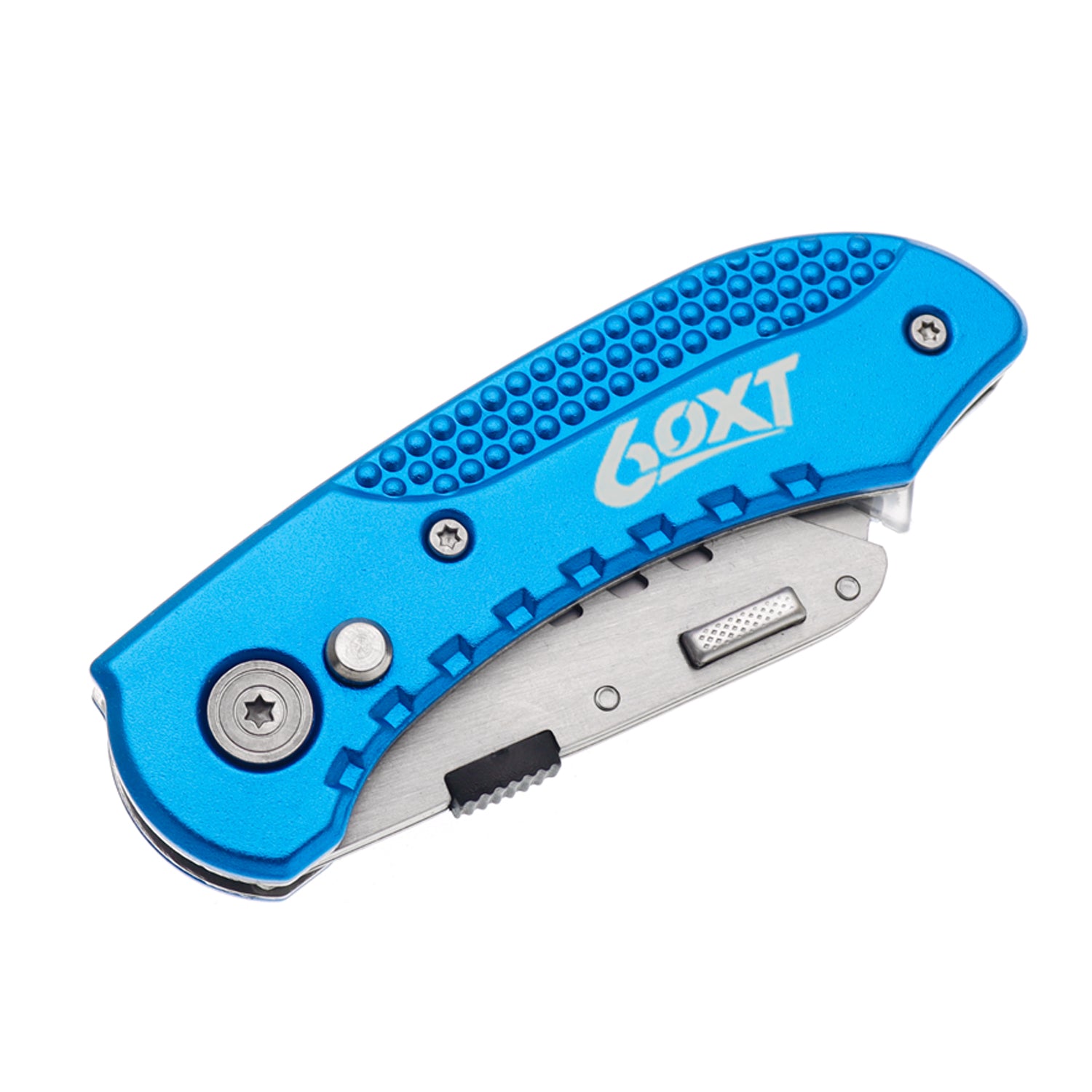 60XT Utility Knife Folding Safety Lock & Quick Change with 10 Extra SK5 Replacement Blade Lightweight Aluminum Handle & Pocket Clip Multi-Use Box Cutter Office Home Art Diy Great Gift Choice (Blue)
