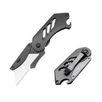 60XT EDC Folding Utility Knife Small Box Cutter, Bottle Opener Unique Compact Portable with 5 Extra SK5 Replacement Blades Keychain Foldable Pocket Tool for Daily Use Carton Carboard Zip Ties Cable