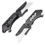 60XT EDC Folding Utility Knife Small Box Cutter, Bottle Opener Unique Compact Portable with 5 Extra SK5 Replacement Blades Keychain Foldable Pocket Tool for Daily Use Carton Carboard Zip Ties Cable