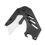 60XT EDC Folding Utility Knife Small Box Cutter, Bottle Opener Unique Compact Portable with 5 Extra SK5 Replacement Blades Keychain Foldable Pocket Tool for Daily Use Carton Carboard Zip Ties Cable