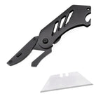 60XT EDC Folding Utility Knife Small Box Cutter, Bottle Opener Unique Compact Portable with 5 Extra SK5 Replacement Blades Keychain Foldable Pocket Tool for Daily Use Carton Carboard Zip Ties Cable