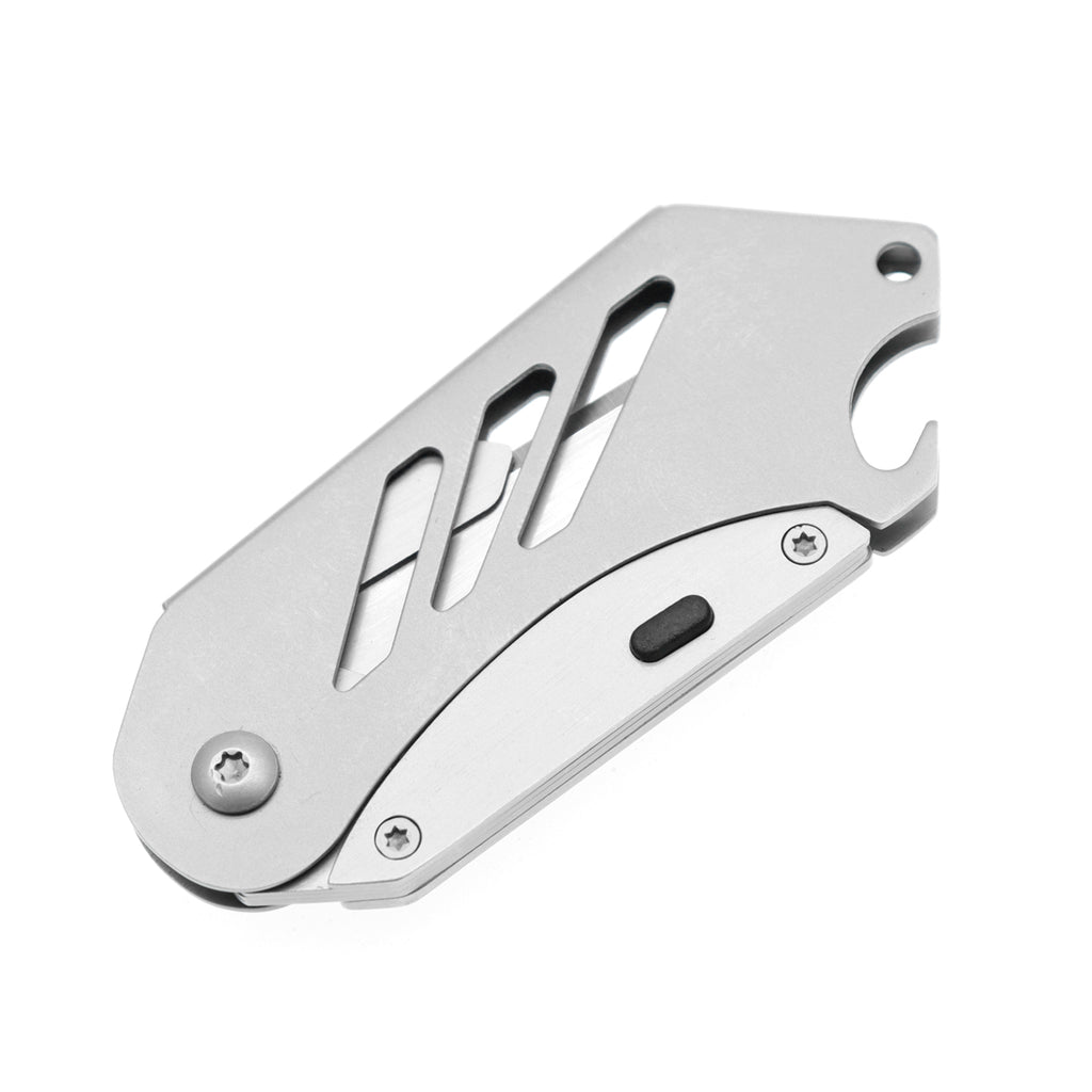 60XT Small Utility Knife, Mini Box Cutter with Bottle Opener, Compact Portable Light Weight Everyday Carry Extra SK5 Replacement blades Foldable Quick Change Pocket EDC Gear for Carton, Carboard