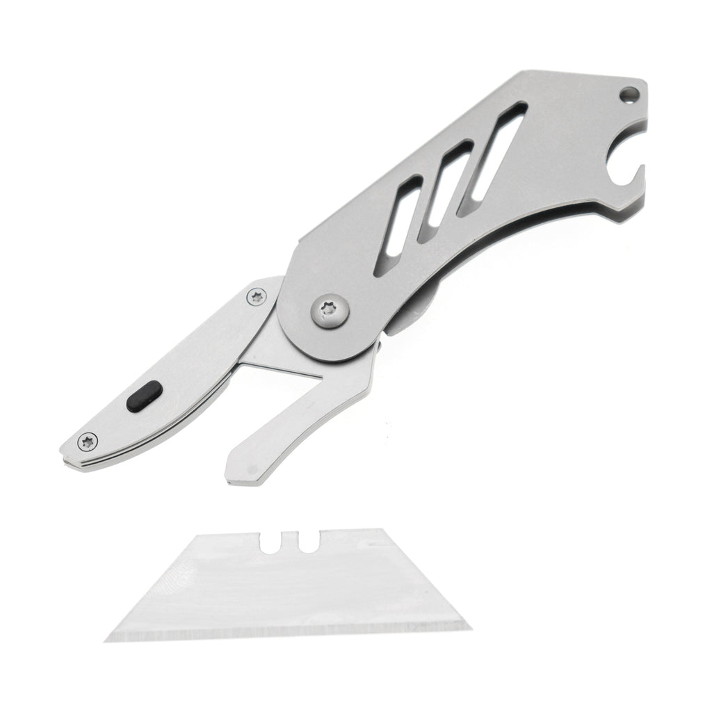60XT Small Utility Knife, Mini Box Cutter with Bottle Opener, Compact Portable Light Weight Everyday Carry Extra SK5 Replacement blades Foldable Quick Change Pocket EDC Gear for Carton, Carboard