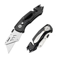 60XT Folding Box Cutter, Utility Knife with Bottle Opener EDC Gear Multi Function Hex Wrench ScrewDriver Safety Lock Quick Change 10PCS Extra SK5 Replacement Blade Multitool Men Father Best Gift Choice
