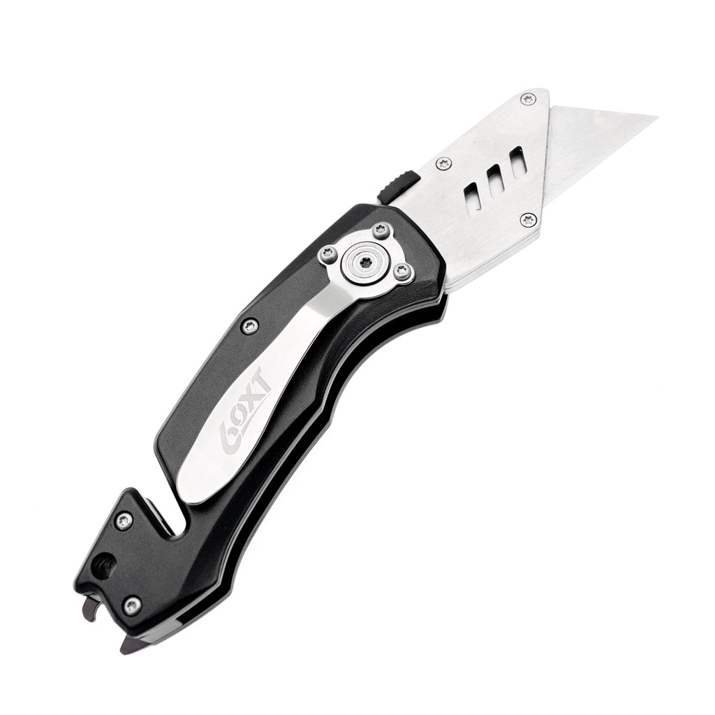 60XT Folding Box Cutter, Utility Knife with Bottle Opener EDC Gear Multi Function Hex Wrench ScrewDriver Safety Lock Quick Change 10PCS Extra SK5 Replacement Blade Multitool Men Father Best Gift Choice