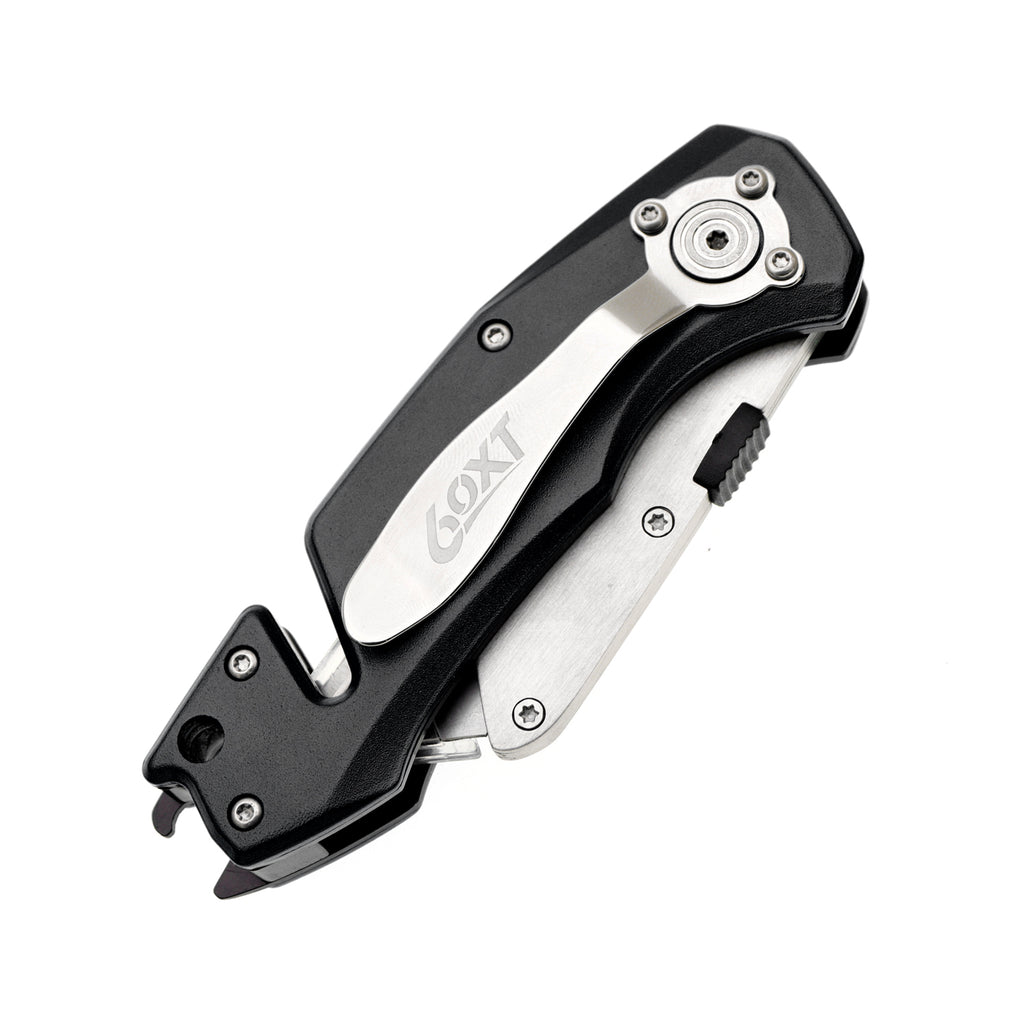 60XT Folding Box Cutter, Utility Knife with Bottle Opener EDC Gear Multi Function Hex Wrench ScrewDriver Safety Lock Quick Change 10PCS Extra SK5 Replacement Blade Multitool Men Father Best Gift Choice