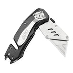 60XT Folding Box Cutter, Utility Knife with Bottle Opener EDC Gear Multi Function Hex Wrench ScrewDriver Safety Lock Quick Change 10PCS Extra SK5 Replacement Blade Multitool Men Father Best Gift Choice