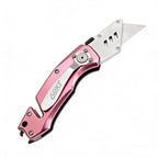 60XT Box Cutter Folding With Bottle Opener Utility Knife Wrench 5/6/7/8/9/10mm MultiFunction Tool Safety Lock Quick Change 10PCS Extra SK5 Replacement Blade Multools for Men Women Christmas Father Gift (UPG.V.Pink)