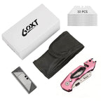 60XT Box Cutter Folding With Bottle Opener Utility Knife Wrench 5/6/7/8/9/10mm MultiFunction Tool Safety Lock Quick Change 10PCS Extra SK5 Replacement Blade Multools for Men Women Christmas Father Gift (UPG.V.Pink)