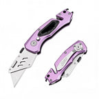 60XT Box Cutter Folding With Bottle Opener Utility Knife Wrench 5/6/7/8/9/10mm MultiFunction Tool Safety Lock Quick Change 10PCS Extra SK5 Replacement Blade Multools for Men Women Christmas Father Gift (UPG.V.Purple)