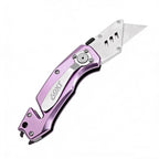 60XT Box Cutter Folding With Bottle Opener Utility Knife Wrench 5/6/7/8/9/10mm MultiFunction Tool Safety Lock Quick Change 10PCS Extra SK5 Replacement Blade Multools for Men Women Christmas Father Gift (UPG.V.Purple)