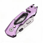 60XT Box Cutter Folding With Bottle Opener Utility Knife Wrench 5/6/7/8/9/10mm MultiFunction Tool Safety Lock Quick Change 10PCS Extra SK5 Replacement Blade Multools for Men Women Christmas Father Gift (UPG.V.Purple)