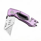 60XT Box Cutter Folding With Bottle Opener Utility Knife Wrench 5/6/7/8/9/10mm MultiFunction Tool Safety Lock Quick Change 10PCS Extra SK5 Replacement Blade Multools for Men Women Christmas Father Gift (UPG.V.Purple)