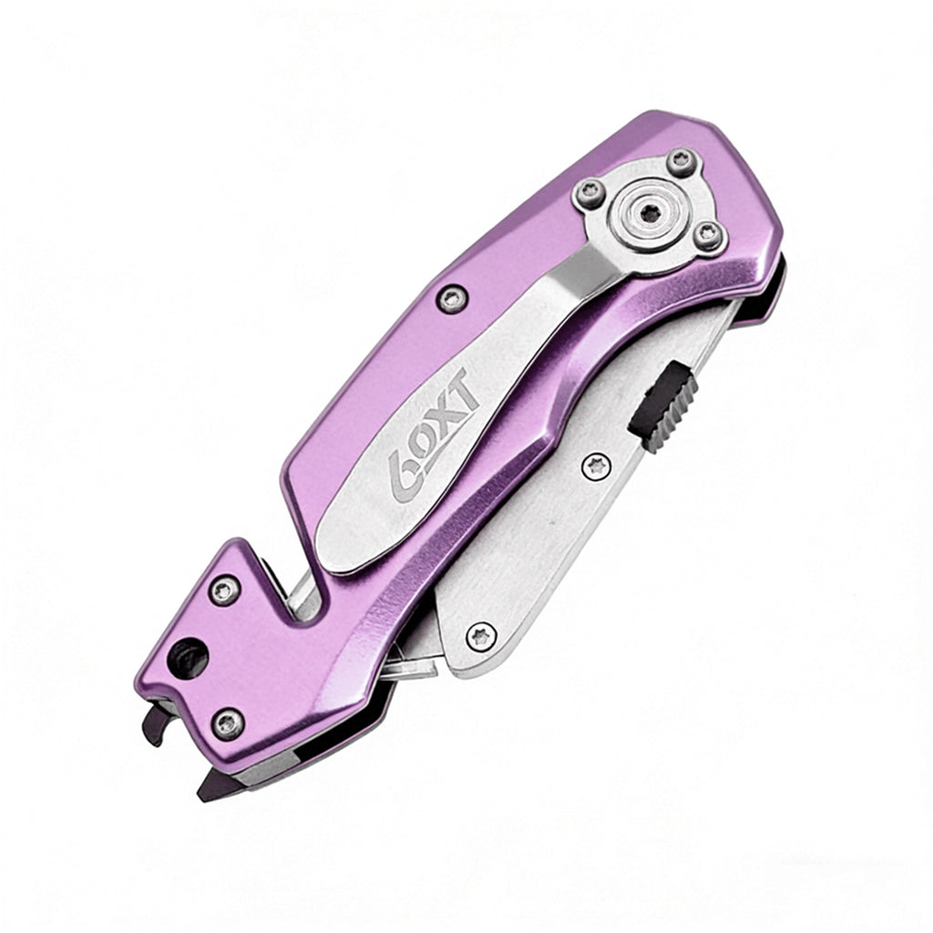 60XT Box Cutter Folding With Bottle Opener Utility Knife Wrench 5/6/7/8/9/10mm MultiFunction Tool Safety Lock Quick Change 10PCS Extra SK5 Replacement Blade Multools for Men Women Christmas Father Gift (UPG.V.Purple)