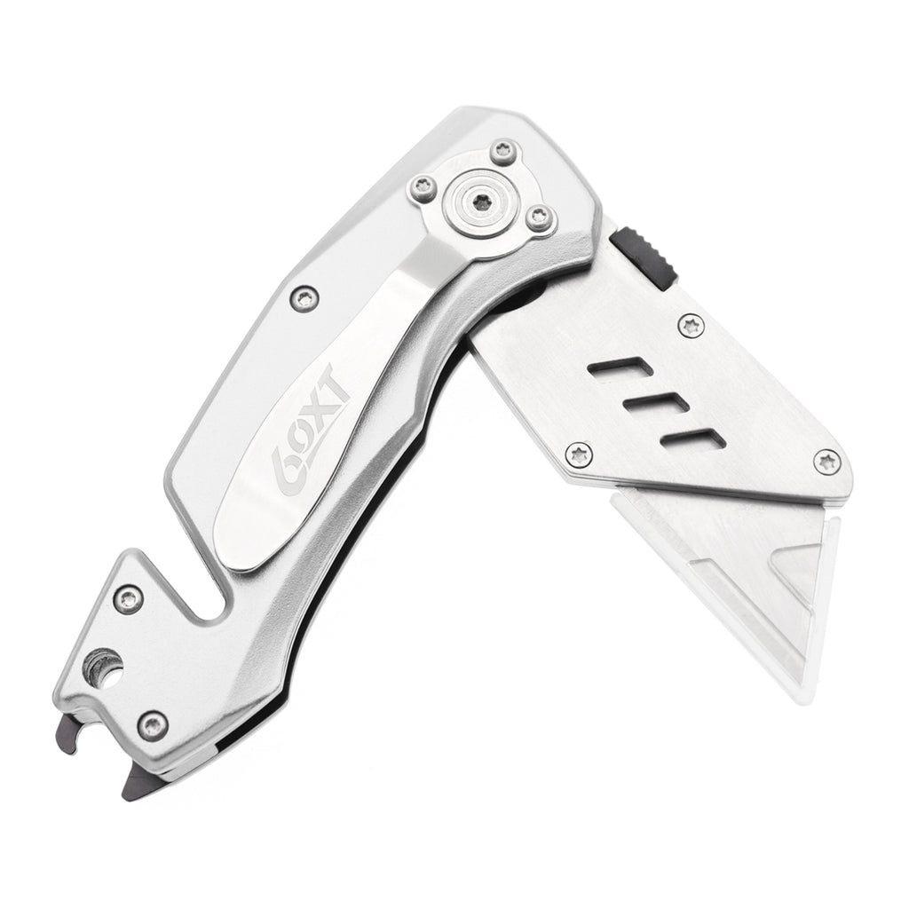 60XT Box Cutter Folding With Bottle Opener Utility Knife Wrench 5/6/7/8/9/10mm MultiFunction Tool Safety Lock Quick Change 10PCS Extra SK5 Replacement Blade Multools for Men Women Christmas Father Gift
